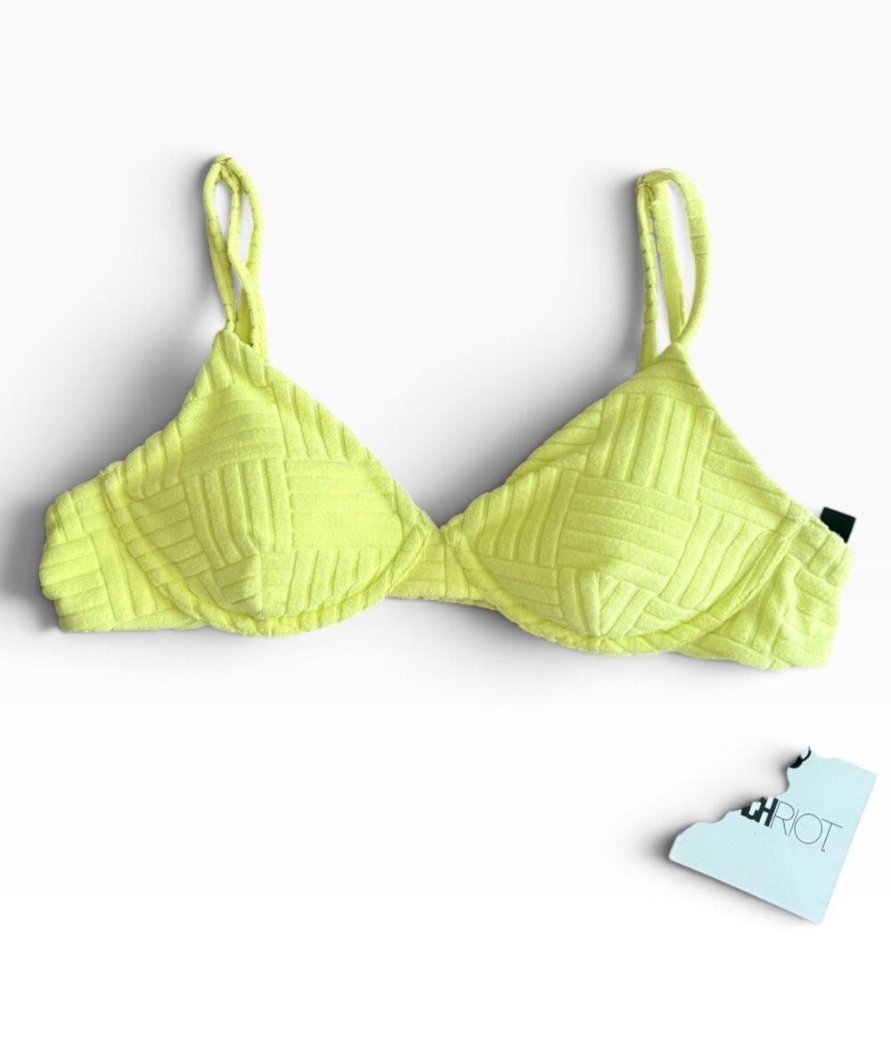 NWT beach riot Camilla Bikini Top in Citrine Crush
size L - runs small